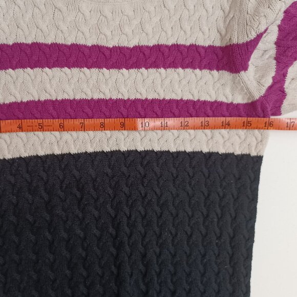 Croft & Barrow Cable Knit 100% Cotton Black/Purple/and Beige Sweater Size Medium - Picture 4 of 7
